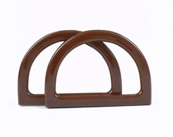 2Pcs Brown color bag Handles Purse Crafting Handles Handbag DIY Making handle crochet bag handle tote bag handle plastic D ring handle