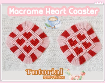 How to Macrame Heart coaster DIY tutorial for beginner basic knots guide included video tutorial and PDF download