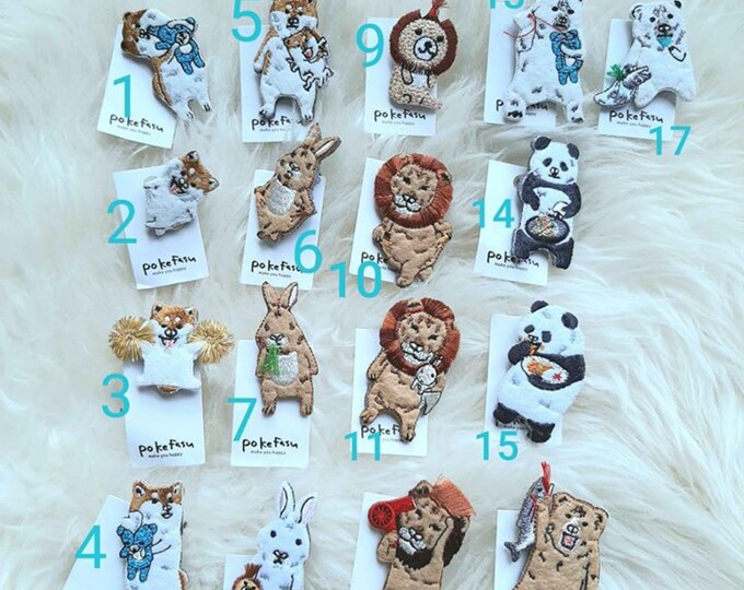 Adorable animal embroidery brooch lion brooch panda brooch rabbit brooch puppy brooch