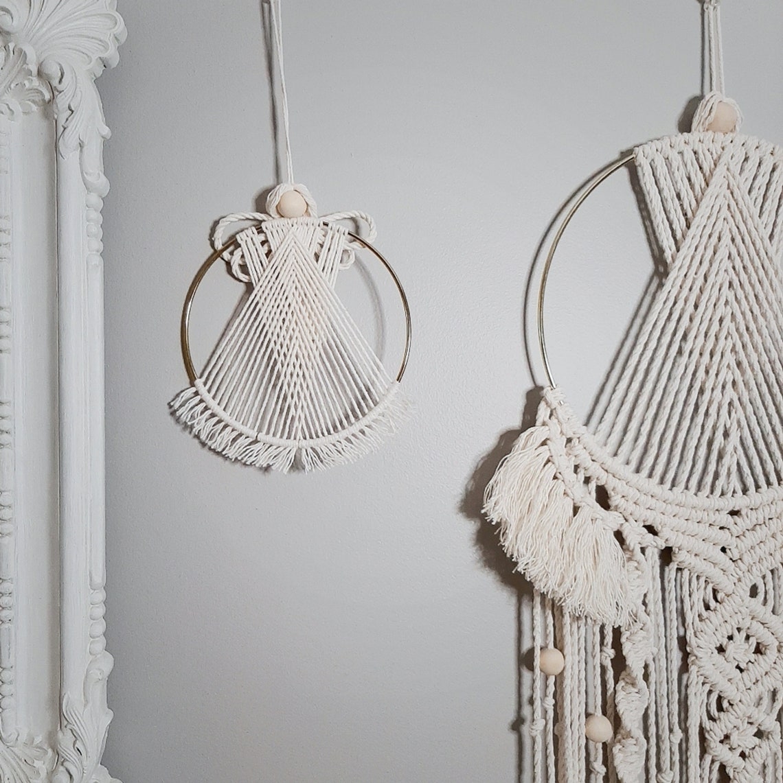 DIY How to make a Macrame angel wall hanging Macrame hoop Etsy