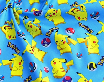 Pokemon fabric Pikachu fabric soft kids cotton fabric Limited  pattern Fabric by the yard Fabric by the quarter Patchwork Quilting Sewing