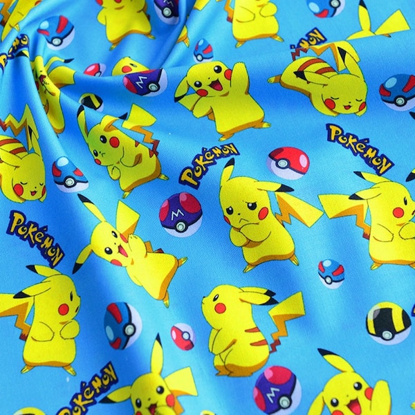 Pokemon fabric Pikachu fabric soft kids cotton fabric Limited  pattern Fabric by the yard Fabric by the quarter Patchwork Quilting Sewing