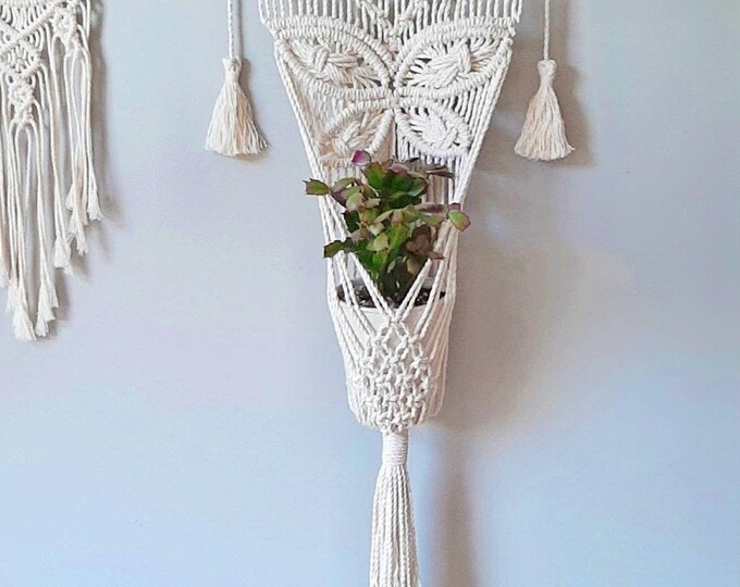 Macrame Plant Holder: Butterfly Wall Hanging, Custom Dyed