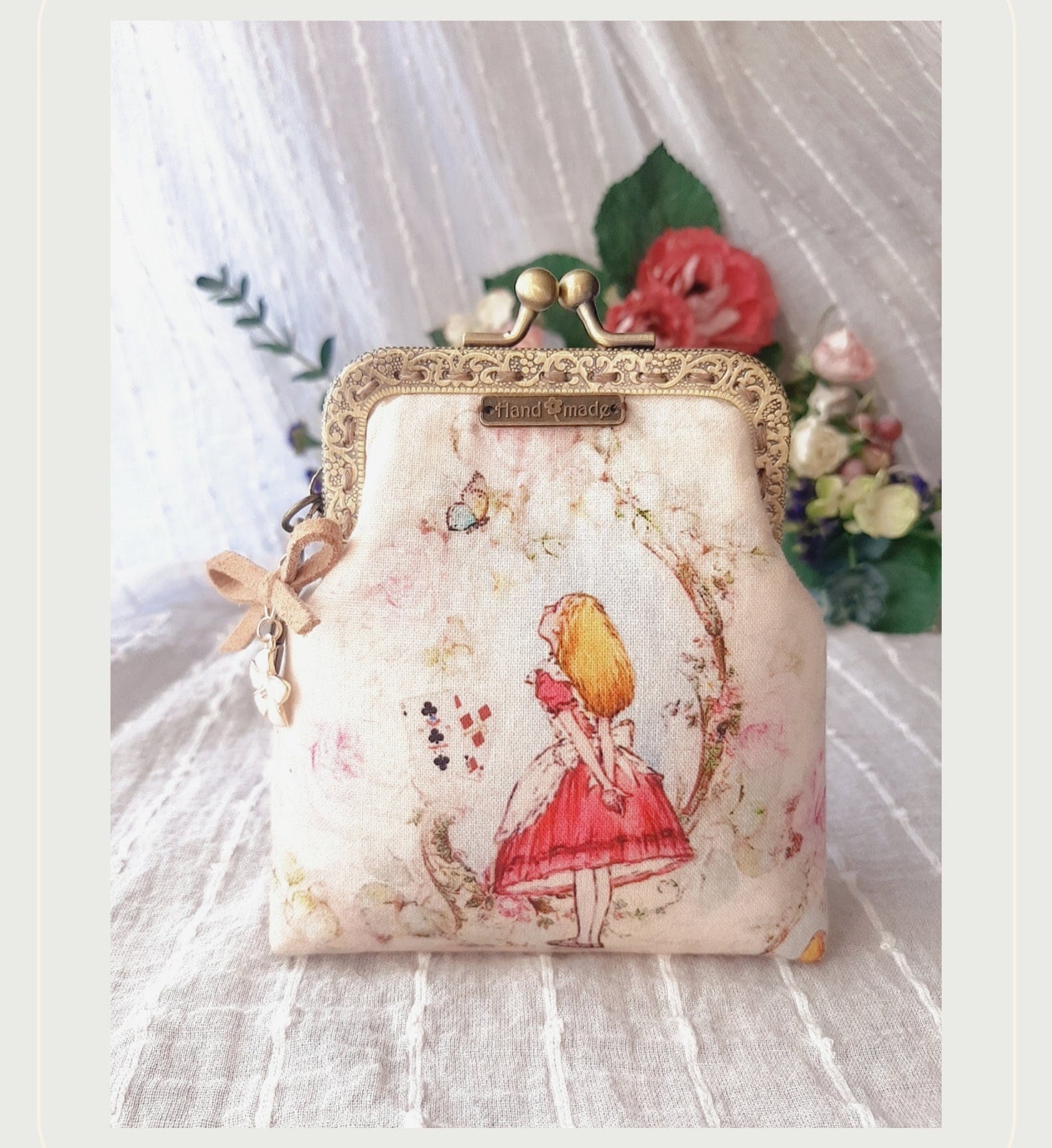 Taluosi Vintage Women Flower Embroidery Kiss Lock Coin Purse Long Wallet  Clutch Bag 
