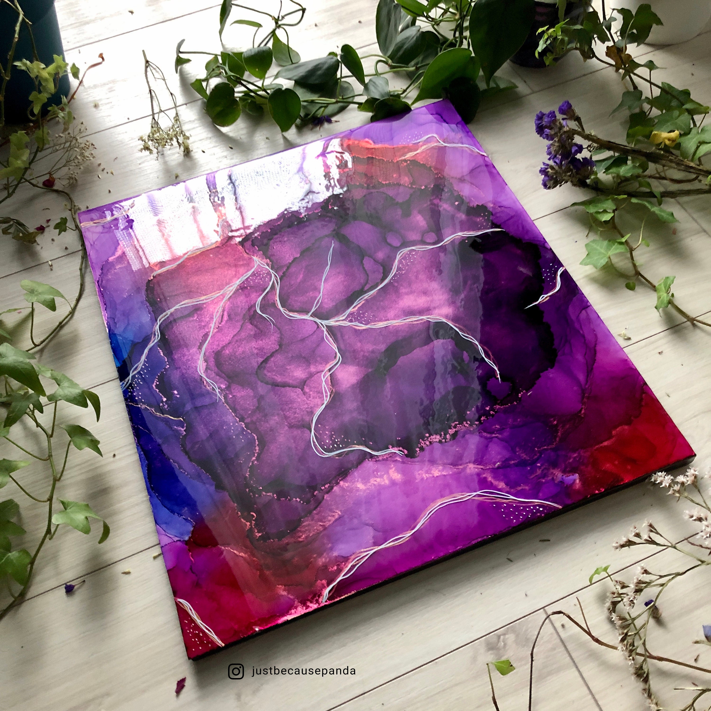 Purple Resin Artwork Abstract Resin Art Fluid Art Original Etsy