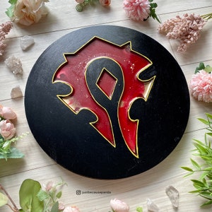 Horde Painting, World of Warcraft Art, WoW Resin Art, Geeky Resin Painting, Abstract Gaming Art, Gaming Art, Gift for a Gamer, For the Horde