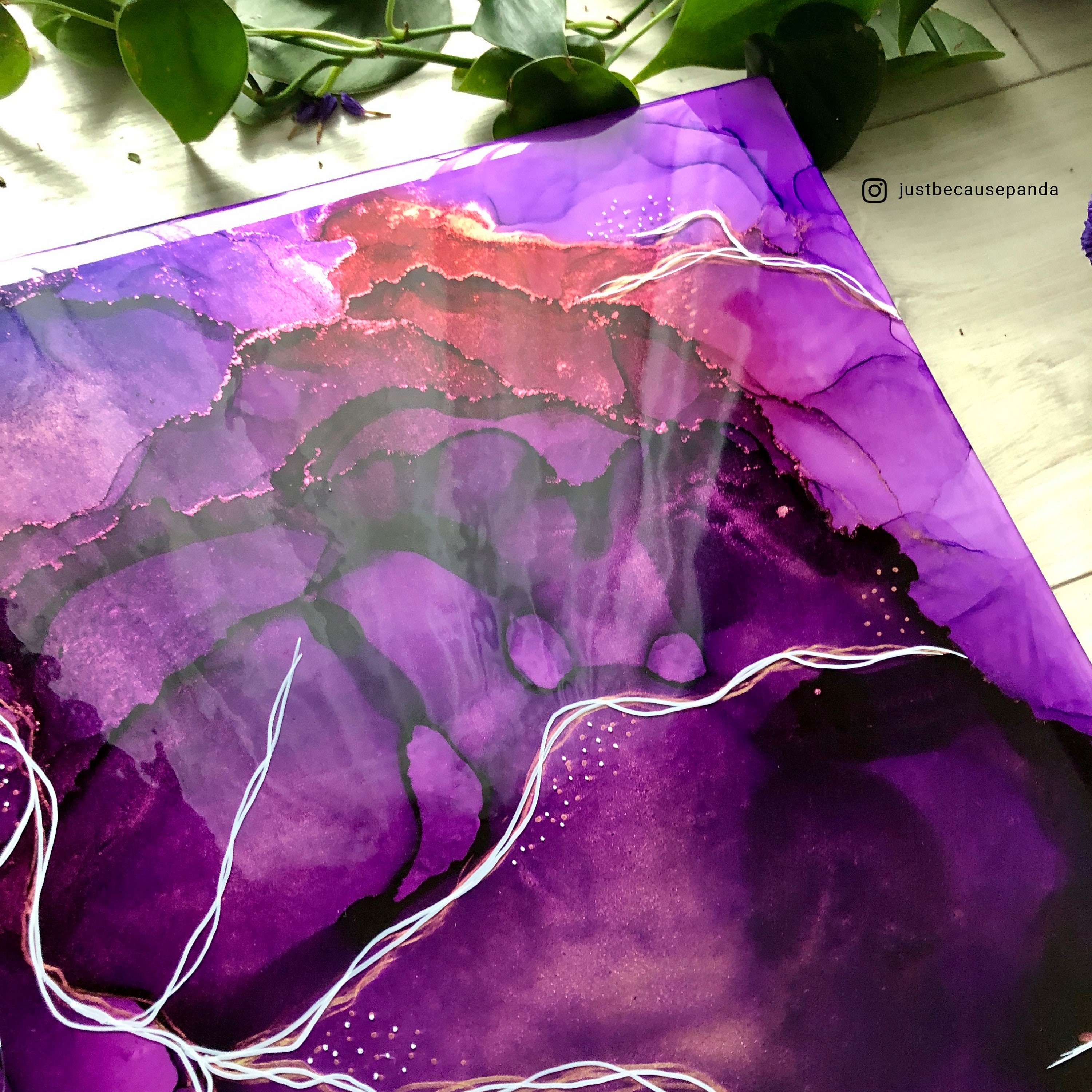 Purple Resin Artwork Abstract Resin Art Fluid Art Original Etsy