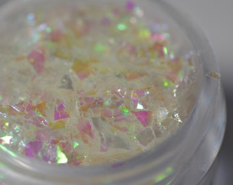 Cosmic Snow Glitter Flakes / Iridescent Mylar Flakes / Opal Craft Flakes / Resin Art Supplies / Nail Art Supplies / Strip Glitter