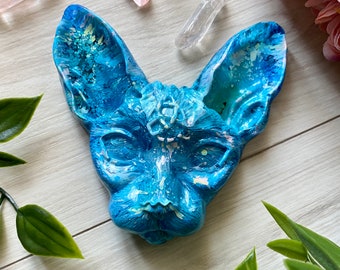 Handmade Blue Sphinx Cat Figurine - Perfect Gift for Cat Lovers and Owners