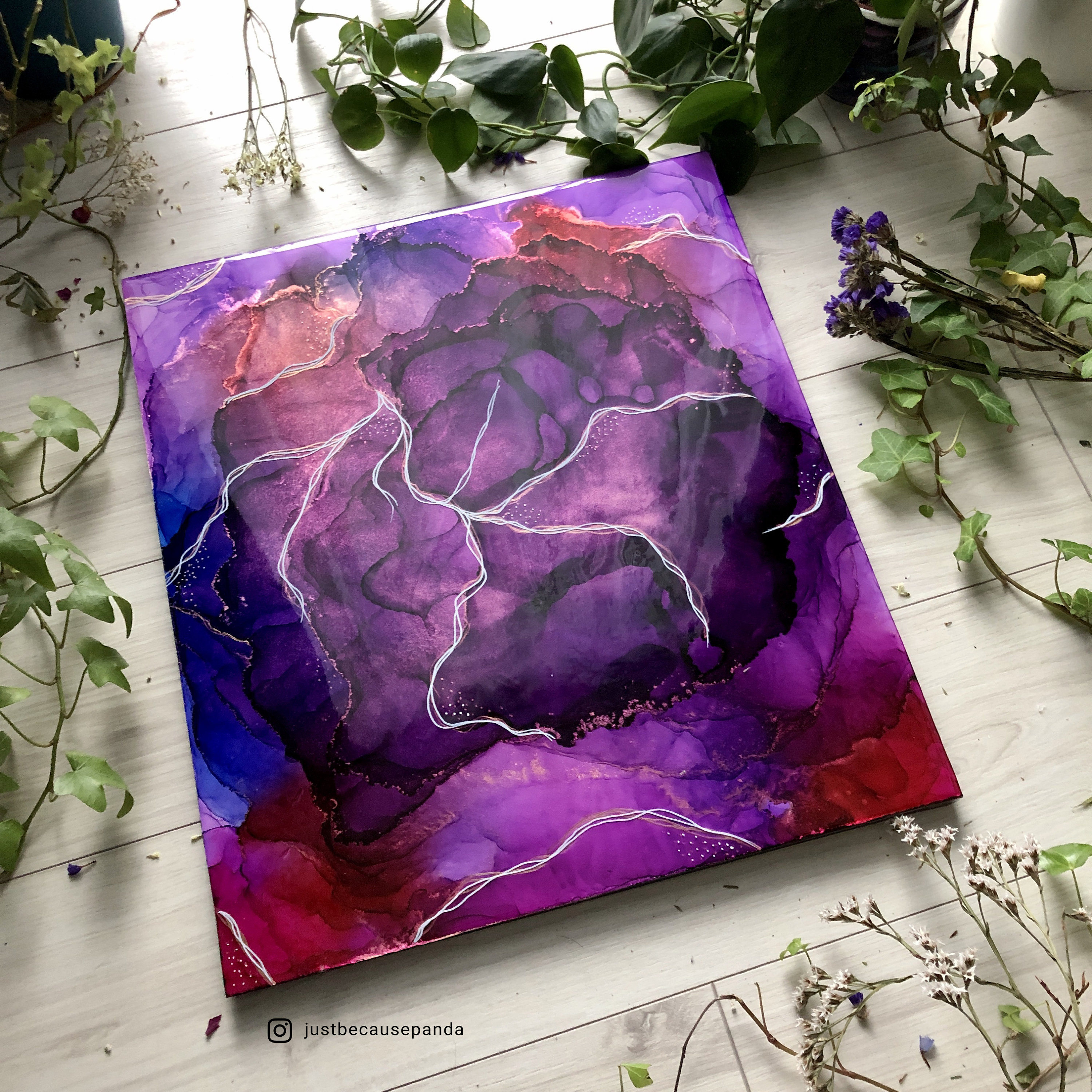 Purple Resin Artwork Abstract Resin Art Fluid Art Original Etsy