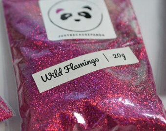 Wild Flamingo Glitter / Fiery Pink Holographic Fine Glitter / 0.2mm Glitter / Holo Pink Glitter / Resin Art Supplies / Nail Art Supplies