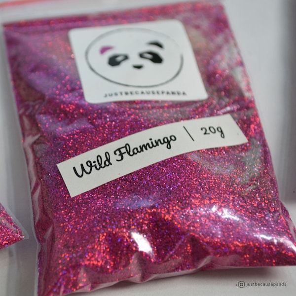 Wild Flamingo Glitter / Fiery Pink Holographic Fine Glitter / 0.2mm Glitter / Holo Pink Glitter / Resin Art Supplies / Nail Art Supplies