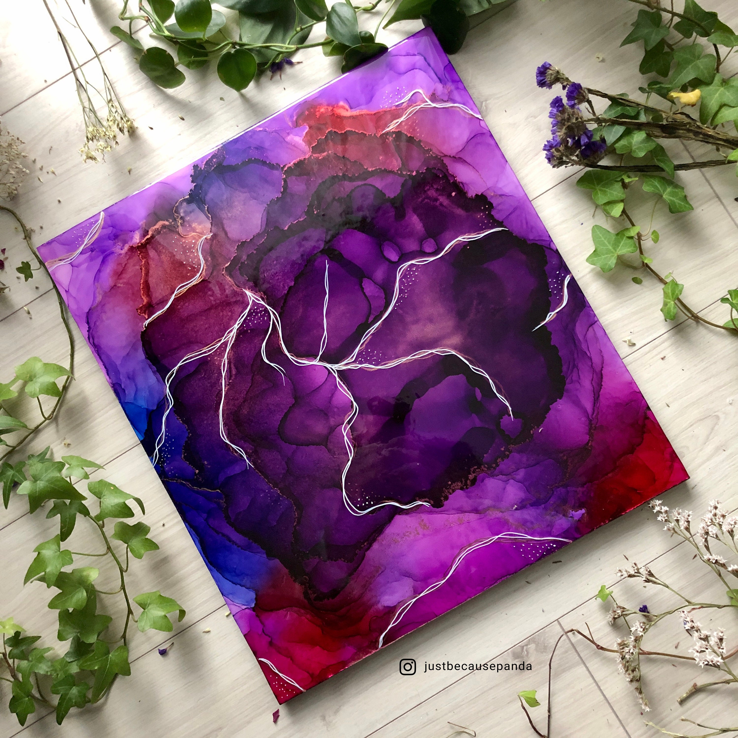 Purple Resin Artwork Abstract Resin Art Fluid Art Original Etsy