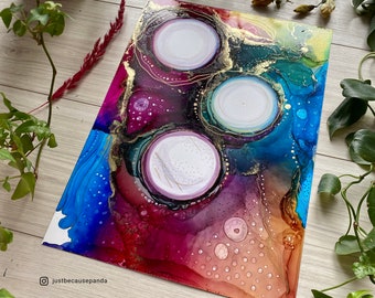 Colorful Alcohol Ink Artwork, Original Alcohol Ink Painting, Hand Painted Yupo, Unusual Housewarming Gift, Circles, Dreamy,