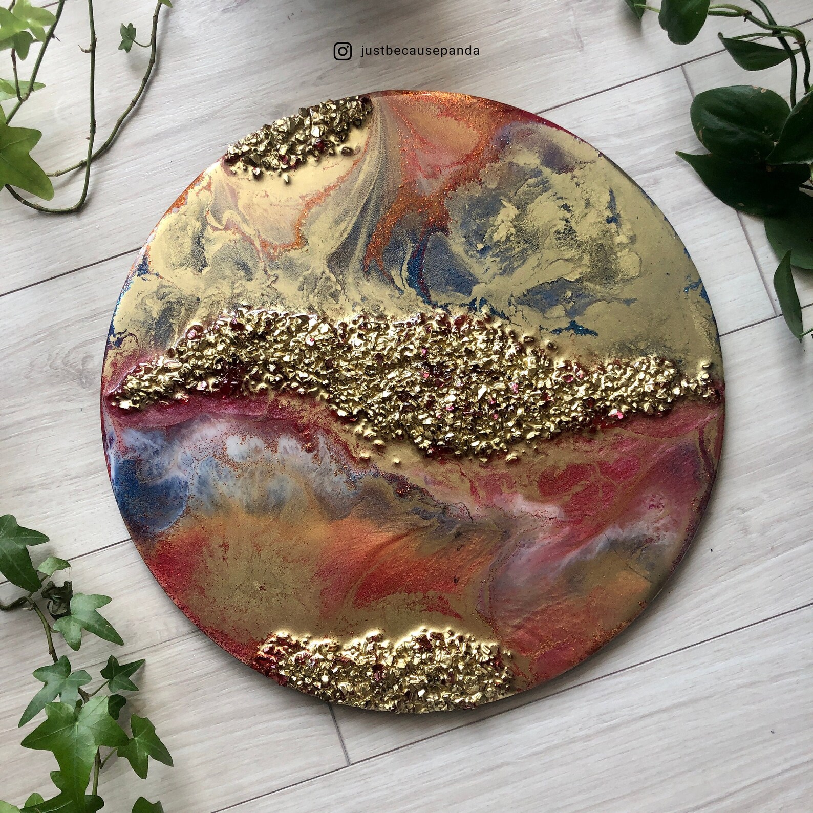 Gold Resin Artwork Abstract Resin Art Gold and Red Original Etsy