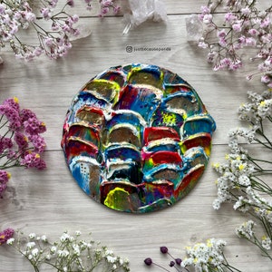 Bunter Struktureffekt, Mini Kunst, kleine niedliche Geschenkidee, 3D Regenbogen Farben Wandkunst