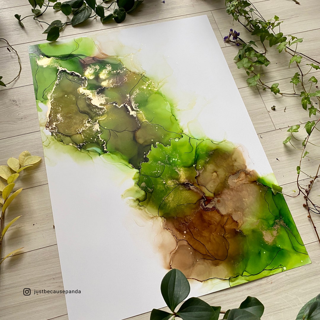Emerald Green Wrapping Paper, Alcohol Ink Art, Gift Wrap, Green