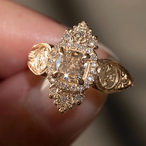 Vintage Style Champagne Diamond Engagement Ring