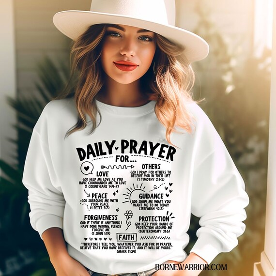 Daily Prayer Sweatshirt, Faith Sweater, Religious Sweater, Church Sweaters, Bible Study Supplies, Fall sweater, Thanksgiving, Christmas Tee