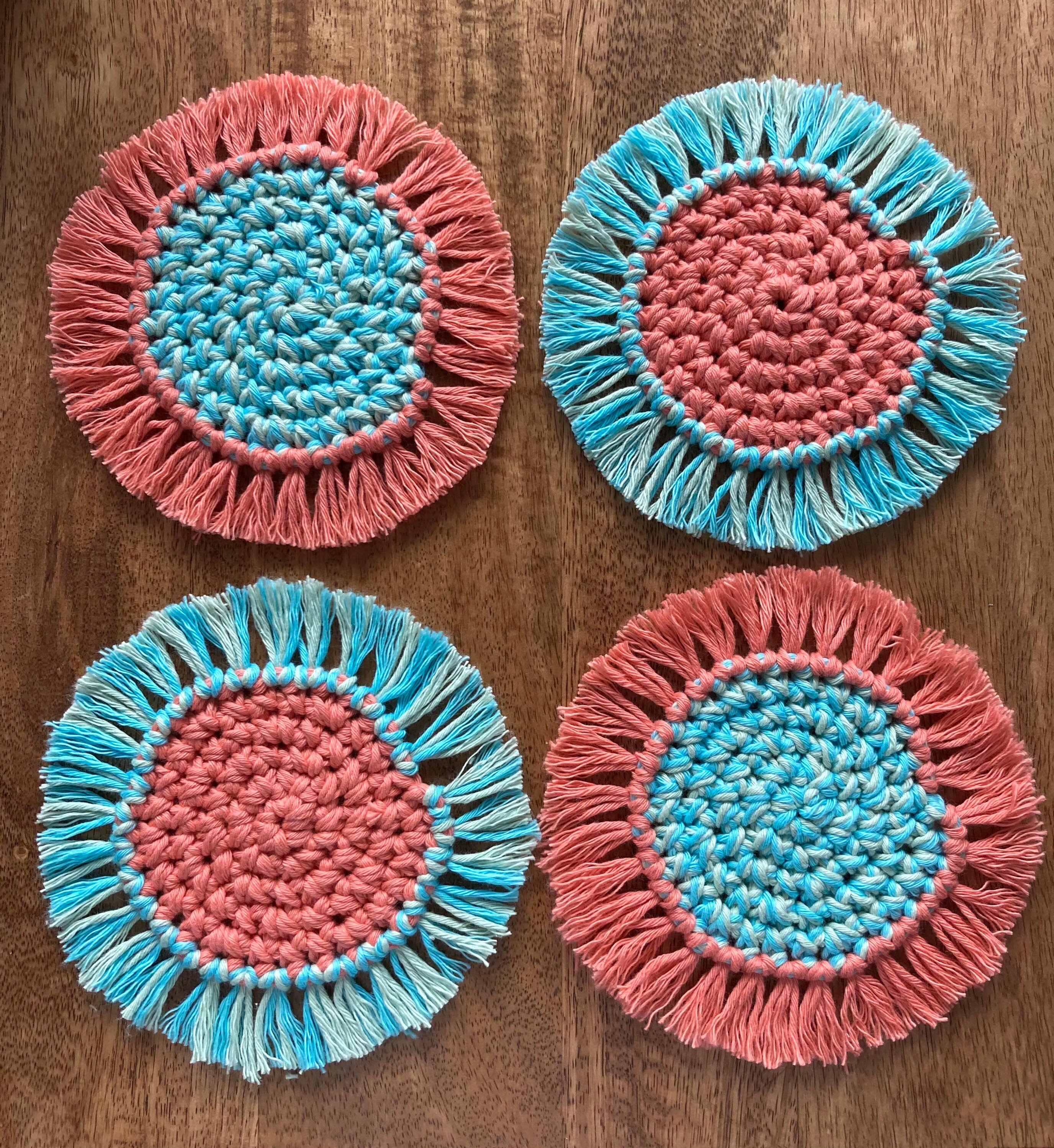 Custom Fringed Coasters/Mini Plant Pot Holder/Crochet Etsy