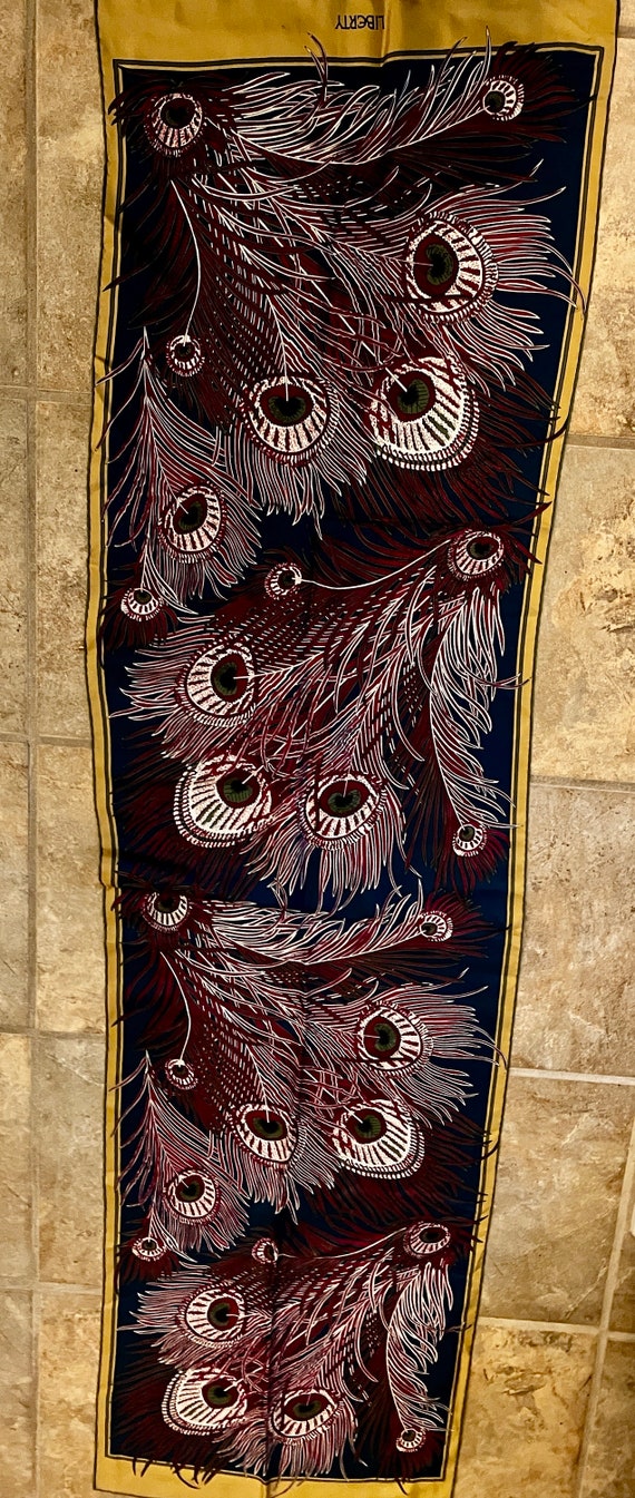 Vintage Liberty of London Oblong Peacock Scarf