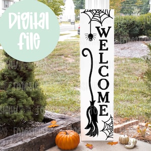 Halloween Welcome Porch Sign, Digital Download, Porch Sign SVG, Laser Cut File, Welcome Sign, Front Door Sign, Halloween Porch Sign