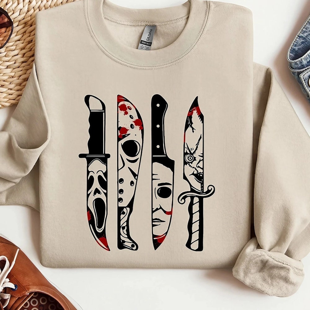 Horror Movie Knives Sweatshirt, Halloween Horror Hoodie, Halloween Knives Hoodie, Halloween Movie Sweatshirt, Halloween Sweatshirt,