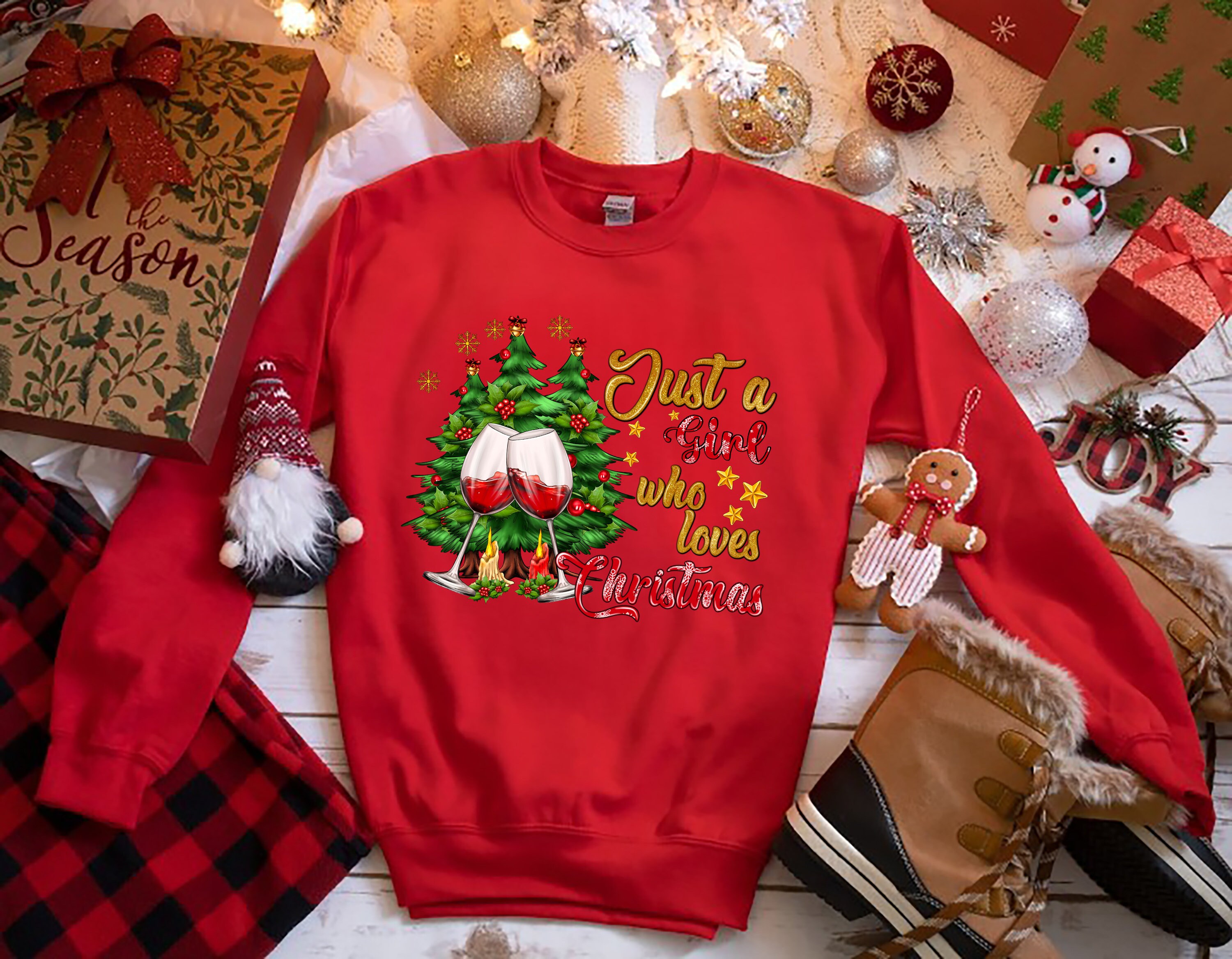 Women's Christmas Sweatshirt Just A Girl Who Loves Etsy