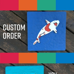 Custom Painted Koi Fish Concrete Decorative Stepping Stone for Outdoor, Garden, Yard, Pond, Landscape