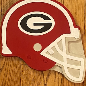 Georgia Bulldogs NCAA College Football Helmet, Cast Concrete Decorative Stepping Stone, Hand Painted for Outdoor, Garden, Yard, Landscape