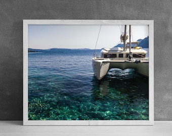 Greek Island Print, Fine Art Photography, Santorini Art Print, Photography Print, Sailing Gift