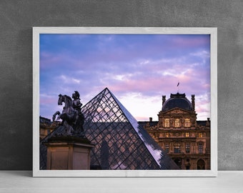 Louvre Museum Photography Print, Office Wall Art, Purple Sunset, Gifts for Her, French Art Prints