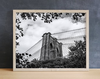 Brooklyn Bridge Print, Black and White, New York Photography, Office Wall Art, NYC Architecture