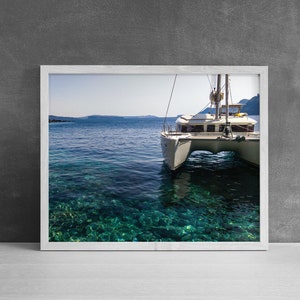 Greek Island Print, Fine Art Photography, Santorini Art Print, Photography Print, Sailing Gift