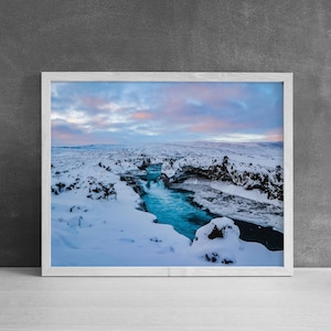 Snowy River Iceland Art Print, Office Wall Art, Iceland Landscape, Nature Photography, Scandinavian Art