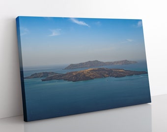 Santorini Volcano Canvas | Volcanic Art, Greek Island Print, Minimalist Ocean Art, Greece Photography, Modern Home Decor,