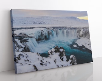 Godafoss Iceland Canvas Print, Modern Wall Art, Waterfall Photo, Ready to Hang Canvas, Nature Photography