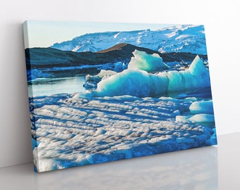 Iceberg Photograph Canvas Print, Modern Wall Art, Glacier Lagoon, Nature Photography, Iceland Decor