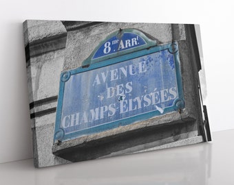 Champs Elysees Canvas Print, French Kitchen Decor, Paris Photography, Gifts for Her, French Street Sign