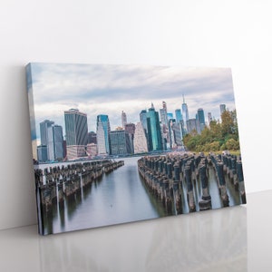 Brooklyn Bridge Park Canvas Print, Office Wall Art, Manhattan Cityscape, Modern Home Decor, New York Skyline