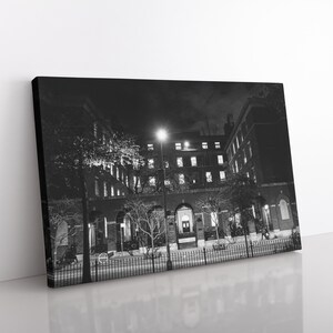 Lienzo impreso de Washington Square Park, arquitectura neoyorquina en blanco y negro