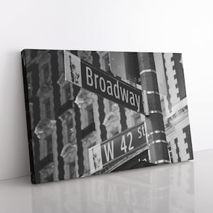 Stampa su tela con cartello di Broadway, in bianco e nero, regalo per teatro musicale, decorazione da parete per ufficio, fotografia di New York