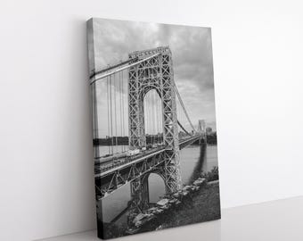 George Washington Bridge Canvas Print, Black and White NYC Wall Art