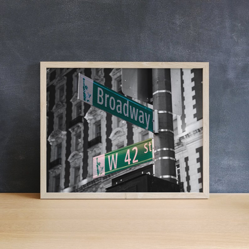 Broadway Street Sign Photography Print, Actor Gifts, New York Photography, Musical Theater Gift, New York City Art image 1