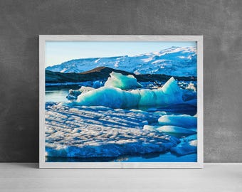 Print IJsland Glacier Lagoon, ijsbergfotografie, Fine Art Wall Decor