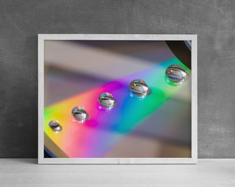 Rainbow Drops Print | Music Room Wall Art, Vintage 90s, Music Lover Gift, Art for Kids, CD Art Print