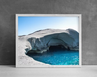 White Cliffs Beach Print | Milos, Blue and White, Greece Photography, Mediterranean Home Decor, Greek Island Print
