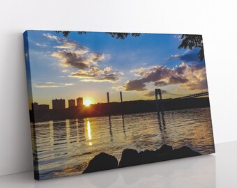 Hudson River Sunset Canvas Print, George Washington Bridge, NYC Skyline