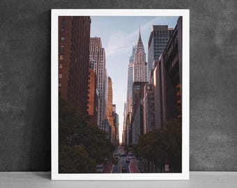Vista de la ciudad Tudor, Impresión fotográfica de rascacielos de Nueva York, Arte mural de Manhattan