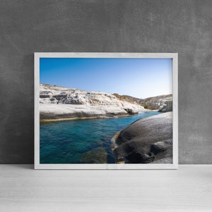 Milos Beach Print | Sarakiniko, Coastal Wall Art, Greek Island Print, Modern Home Decor, Greece Photography